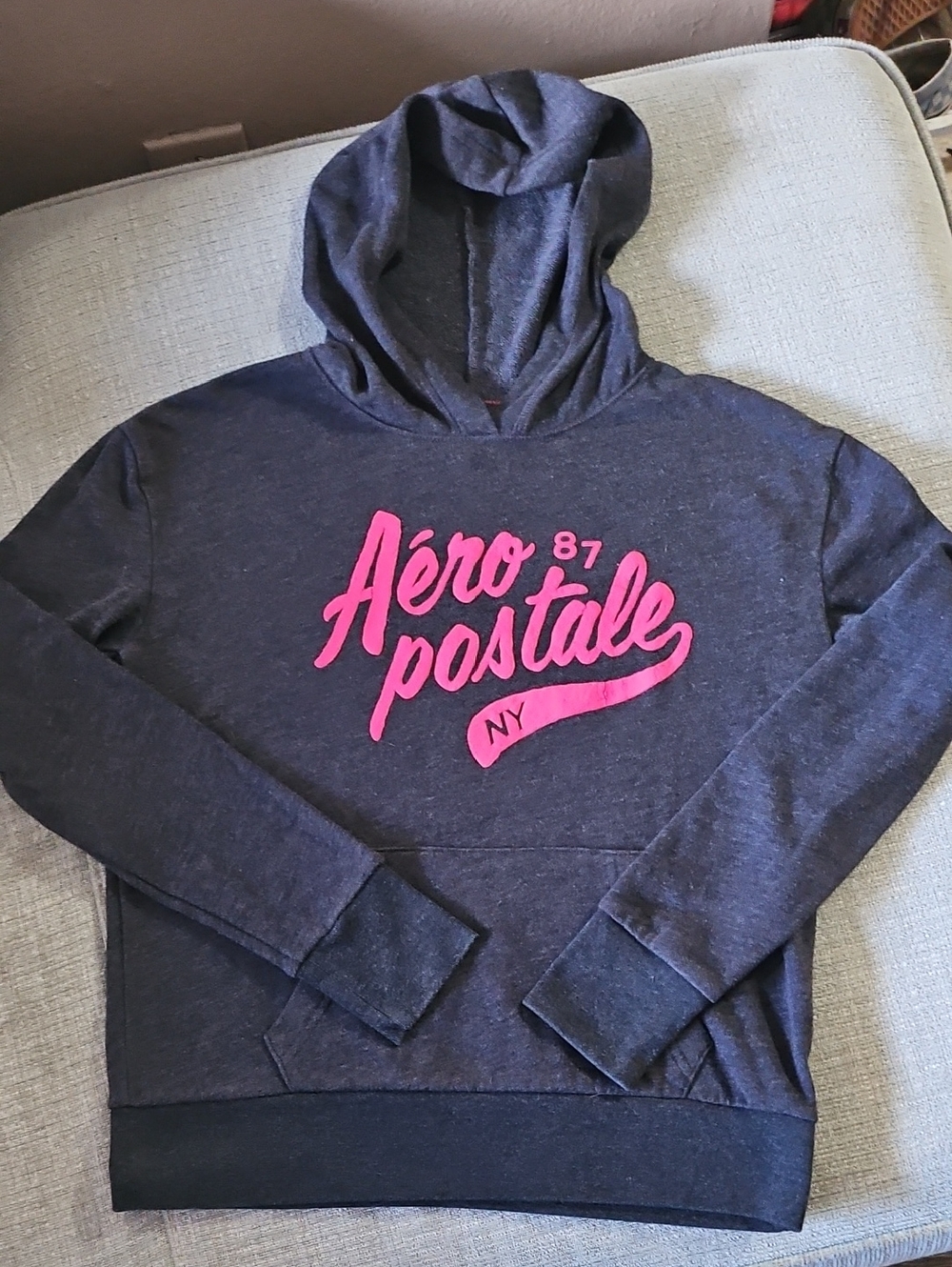 Aeropostale Navy Hoodie with Pink Script Logo
